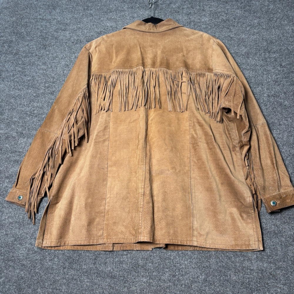 Hunters Run Suede Fringe Western Jacket Womens 1X Brown Vintage Cowgirl Boho - Picture 2 of 14